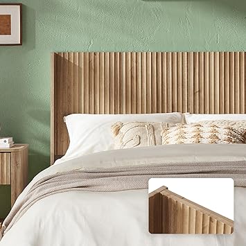 mopio Brooklyn Fluted Panel Wingback Headboard 62.4" - Wall Mount Headboard for Queen Bed, Modern Farmhouse Bedroom Decor, 4-Panel Assembly Golden Oak, Queen