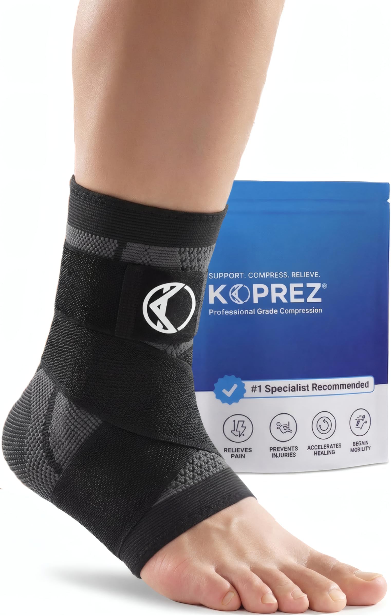 Koprez Plantar Fasciitis Sleeve - Plantar Fasciitis Relief, Plantar Fasciitis Socks, Ankle Compression Sleeve, Ankle Support for Women, Plantar Fasciitis Brace, Ankle Sleeve, Ankle Support Men