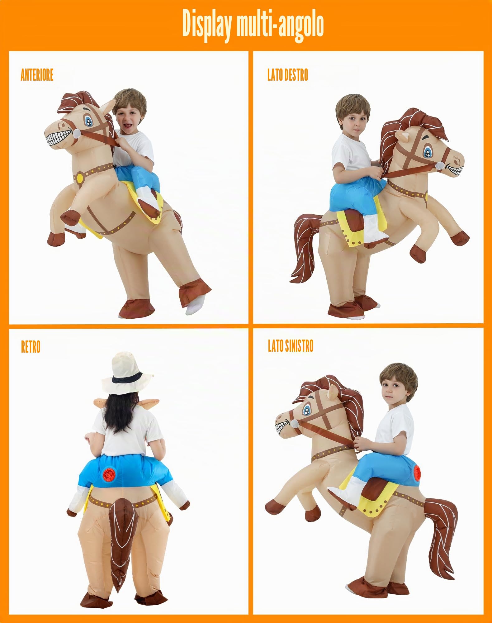 Costume Gonfiabile da Cavallo, Costume Divertente da Cowboy a Cavallo, Perfetto per Halloween, Natale, Carnevale, Cosplay e Feste a Tema