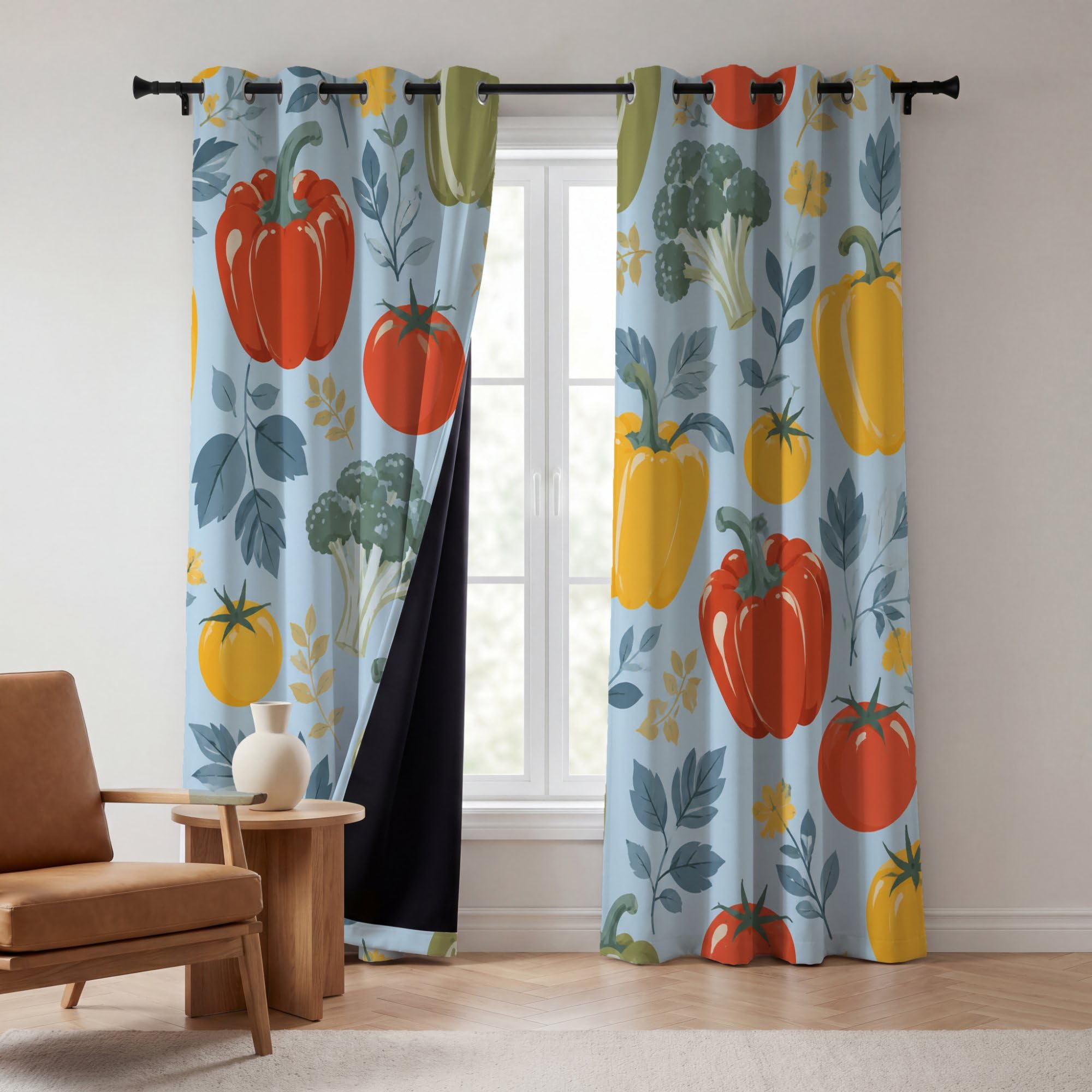 Bedruckte blickdichte Vorhänge, H175 x B140 cm (2er Pack)