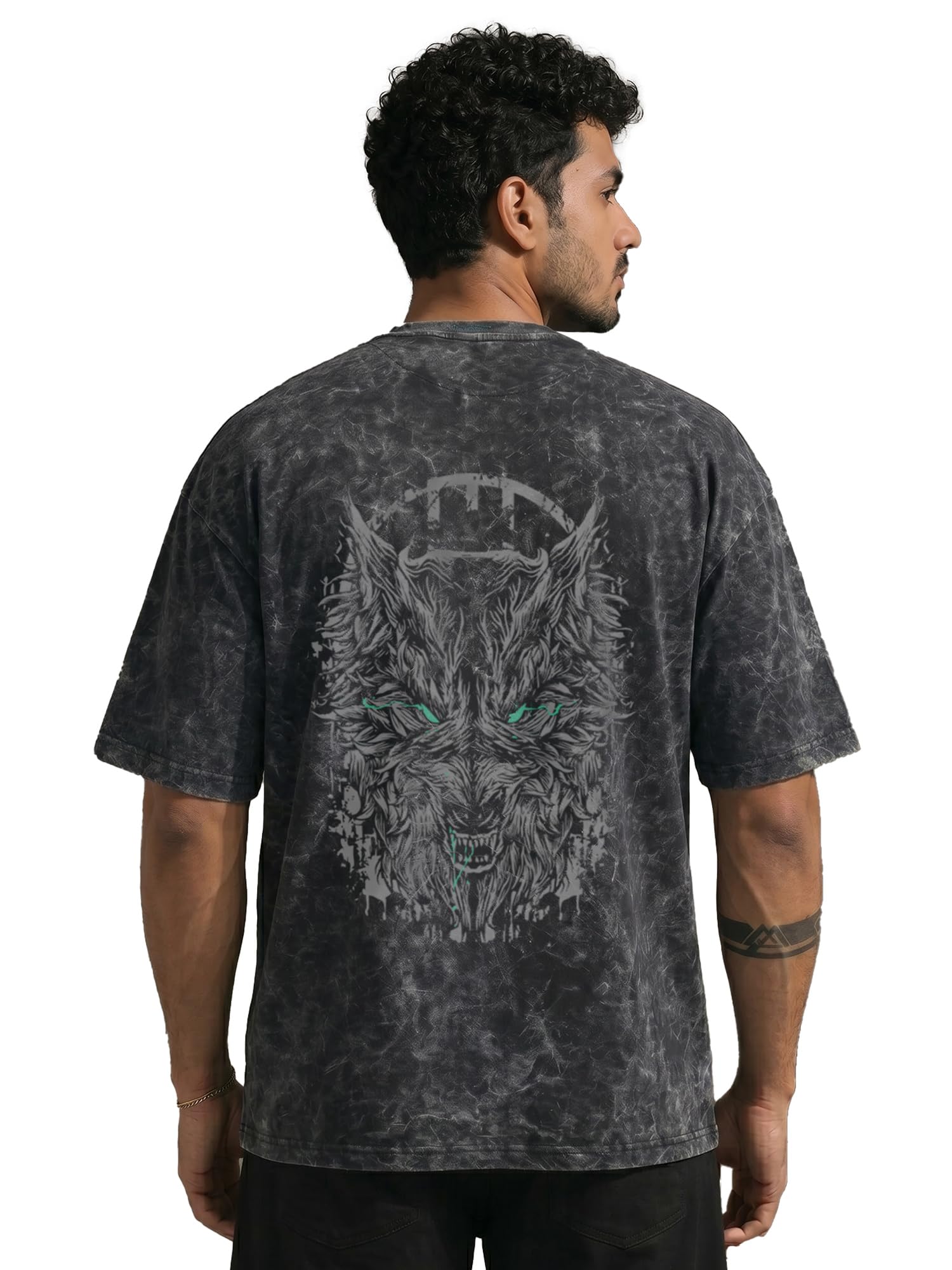 fanideaz Mens Premium Branded Oversized Acid Wash T Shirt for Men 240 GSM Acid Wash Down Shoulder Graphic Printed Round Neck Oversize Fit Casual Urban Fashion-picture-39
