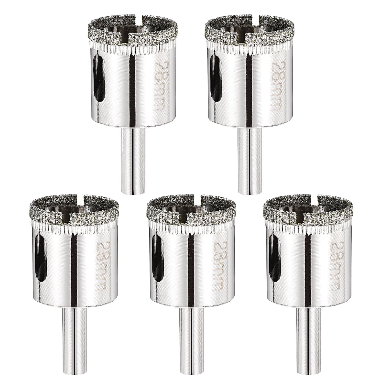 PATIKIL 5pcs 1-1/8" (28mm) Diamond Hole Saw, Glass Diamond Hole Cutters Hollow Core Drill Bits for Fiberglass, Tile, Porcelain, Ceramic