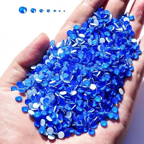 Miniatura 7 de Blinginbox Diamantes de imitación Hotfix, 1440 diamantes de imitación de fijación en caliente para manualidades, ropa, decoración, neón azul, SS10