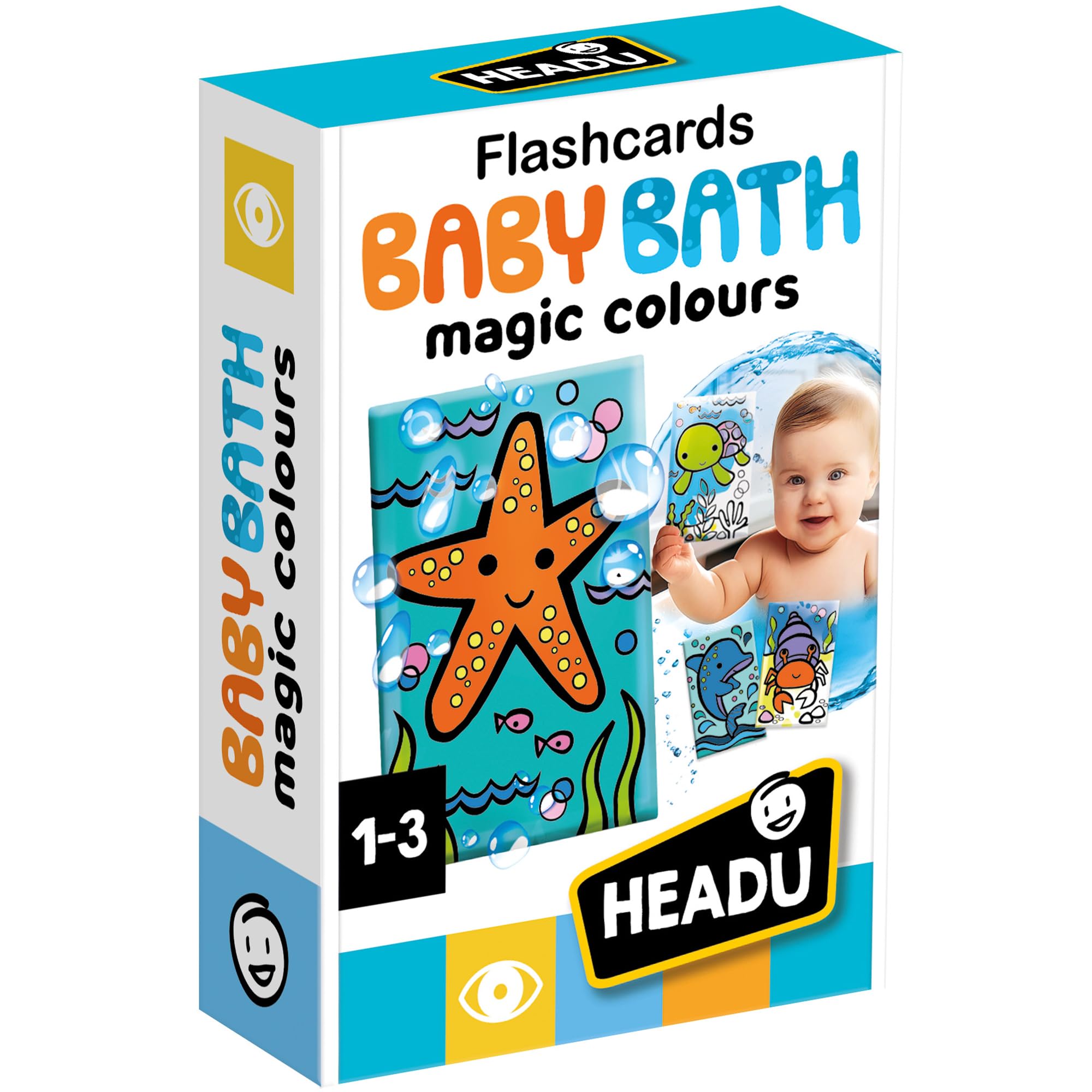 HEADU - Flashcards Baby Bath - Odkryj magię kolorów wodą | Magiczne karty do kąpieli, gry edukacyjne dla dzieci w wieku 1-3 lat, karty zwierząt, doświadczenie zmysłowe, prezent na Boże Narodzenie