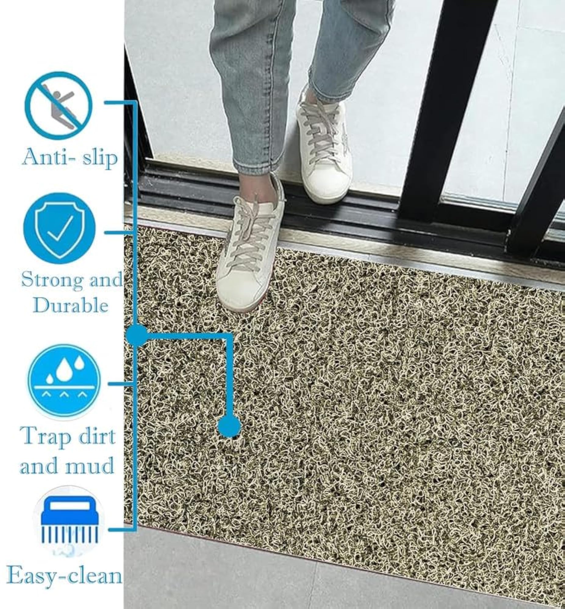 PVC Cushion Noodle Dirt Trapper Floormat with Rubber Back