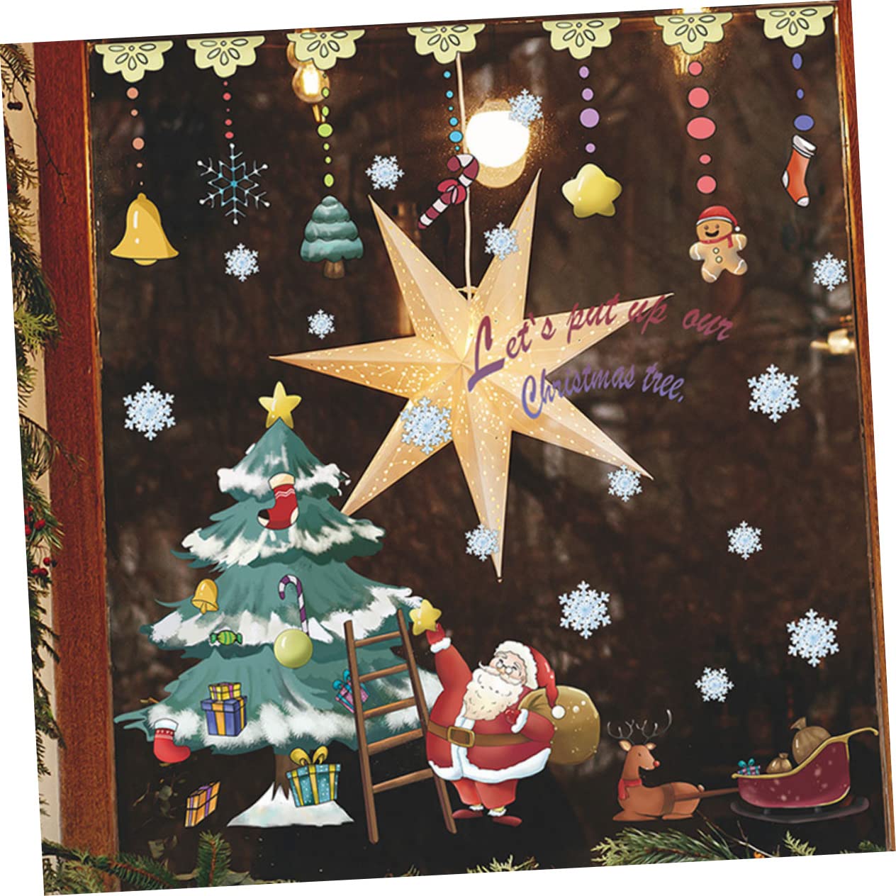 HOMSFOU 8piezas Pegatinas De Ventana Para Navidad Decorativas y Reutilizables Para Ventanas Espejos y Puertas De Para Fiestas y Celebraciones