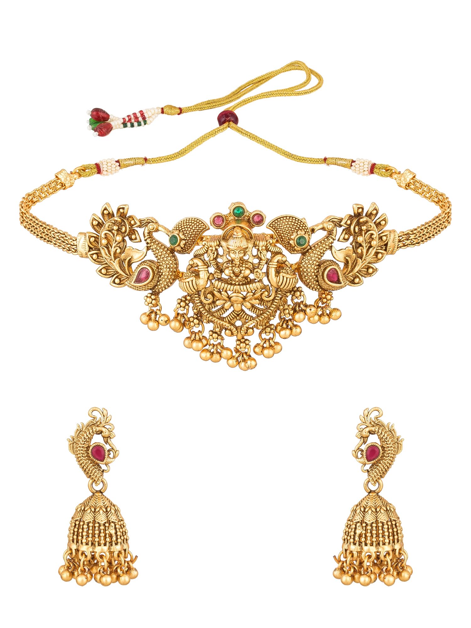 Exquisite Necklace Set for Women Stylish | Temple Jewellery Set for Women in Choker Style | South Indian Jewellery Set Traditional | Perfect Gifts for Woman-image-43
