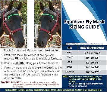 EquiVizor 95% UV Eye Protection (Size PONY) Horse Fly Mask with Ears. Designed to Stay On Your Horse, Off The Ground.