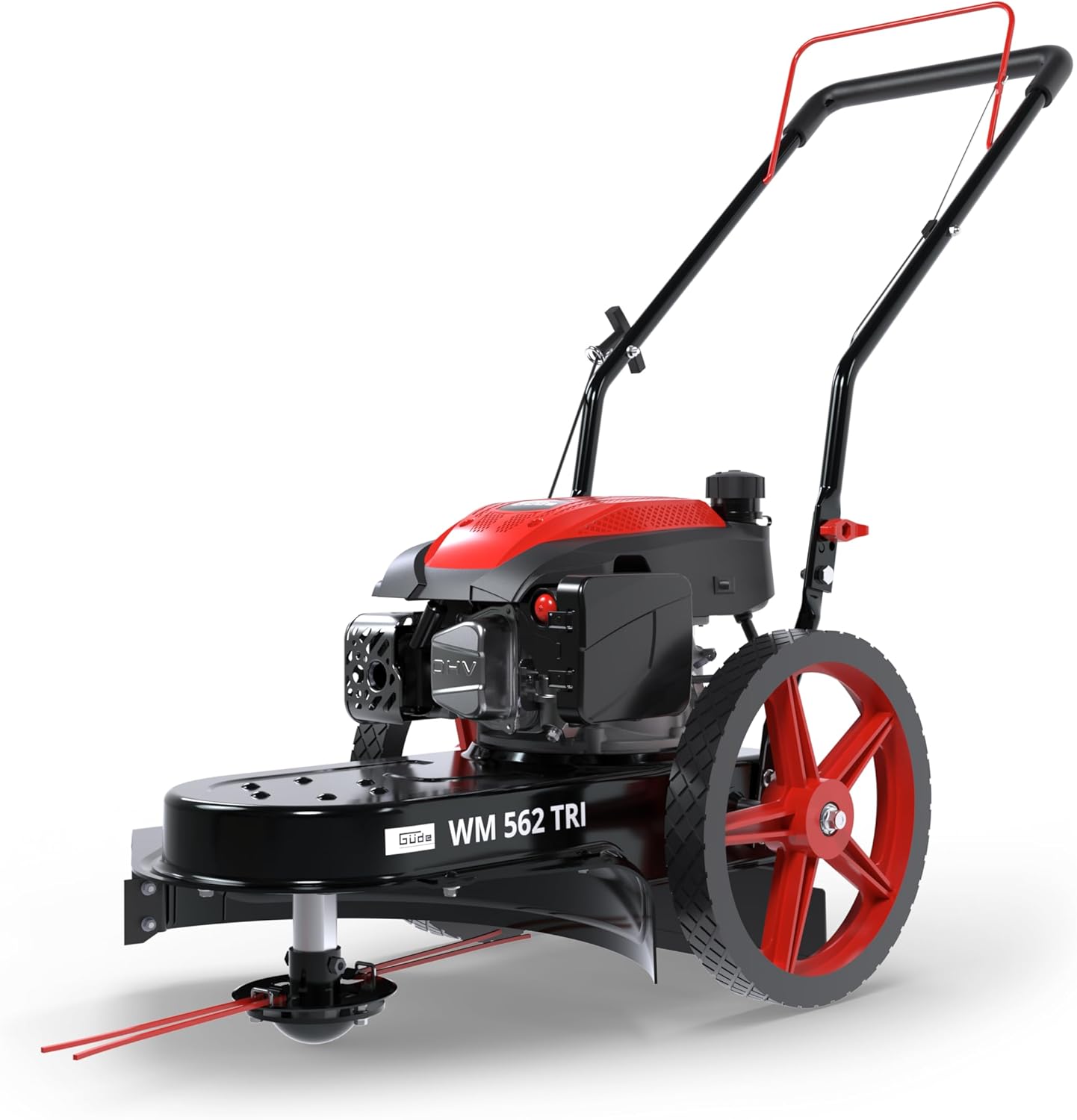 Güde WM 562 TRI Field Mower in action, showing cut and uncut grass