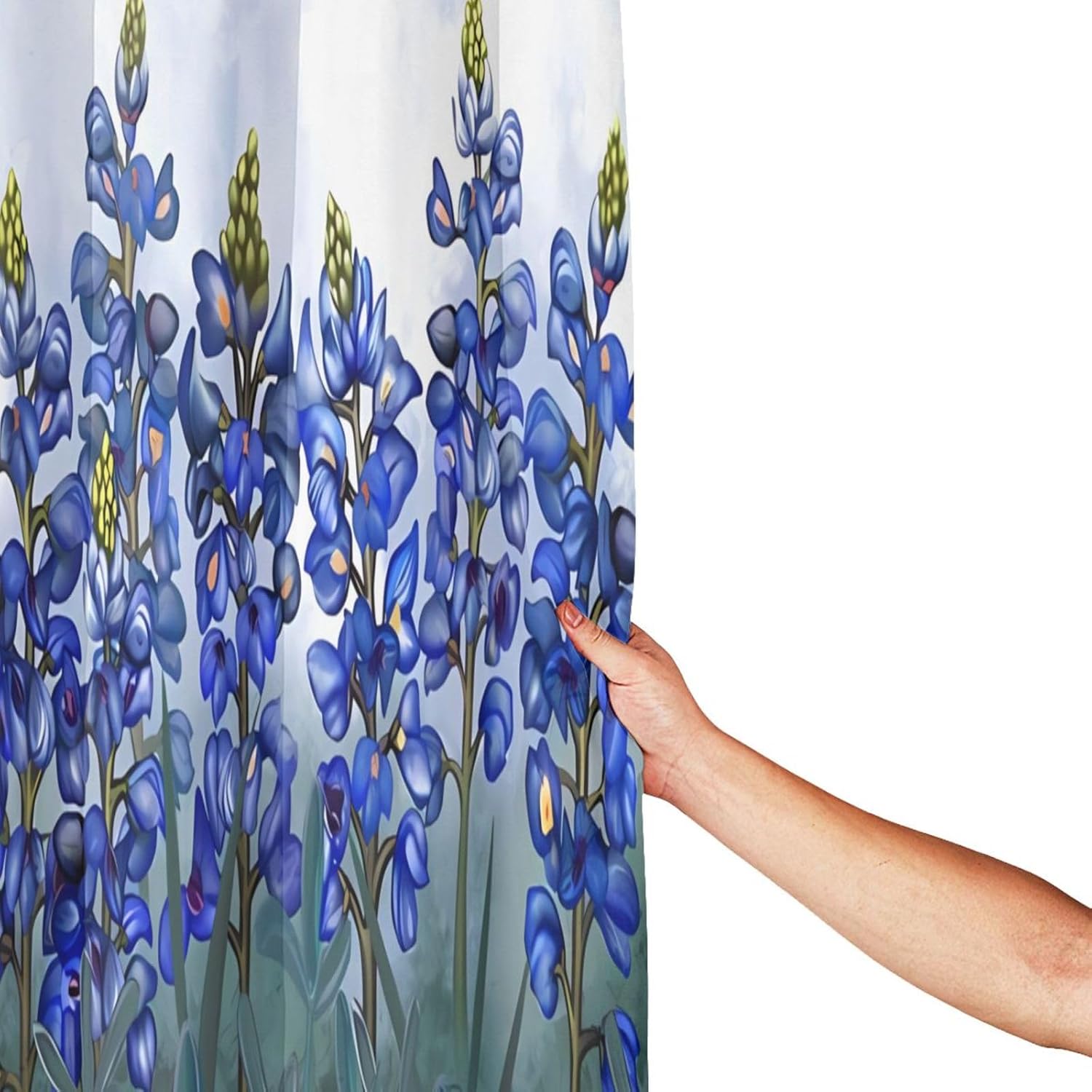 Bathroom Shower Curtain,Blue Flowers Texas Bluebonnet Shower Curtain Bath Decor Waterproof Bathroom Curtain 72x72 Inches