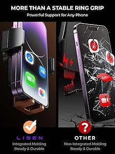 LISEN Cup Phone Holder for Car [Upgraded Version] Long Neck 360 Adjustable Car Accessories for Women Thick Cases Friendly for iPhone 16e 16 15 14 13 Pro Max Samsung S25 All 4-7'' Phone, LUXURY Sliver