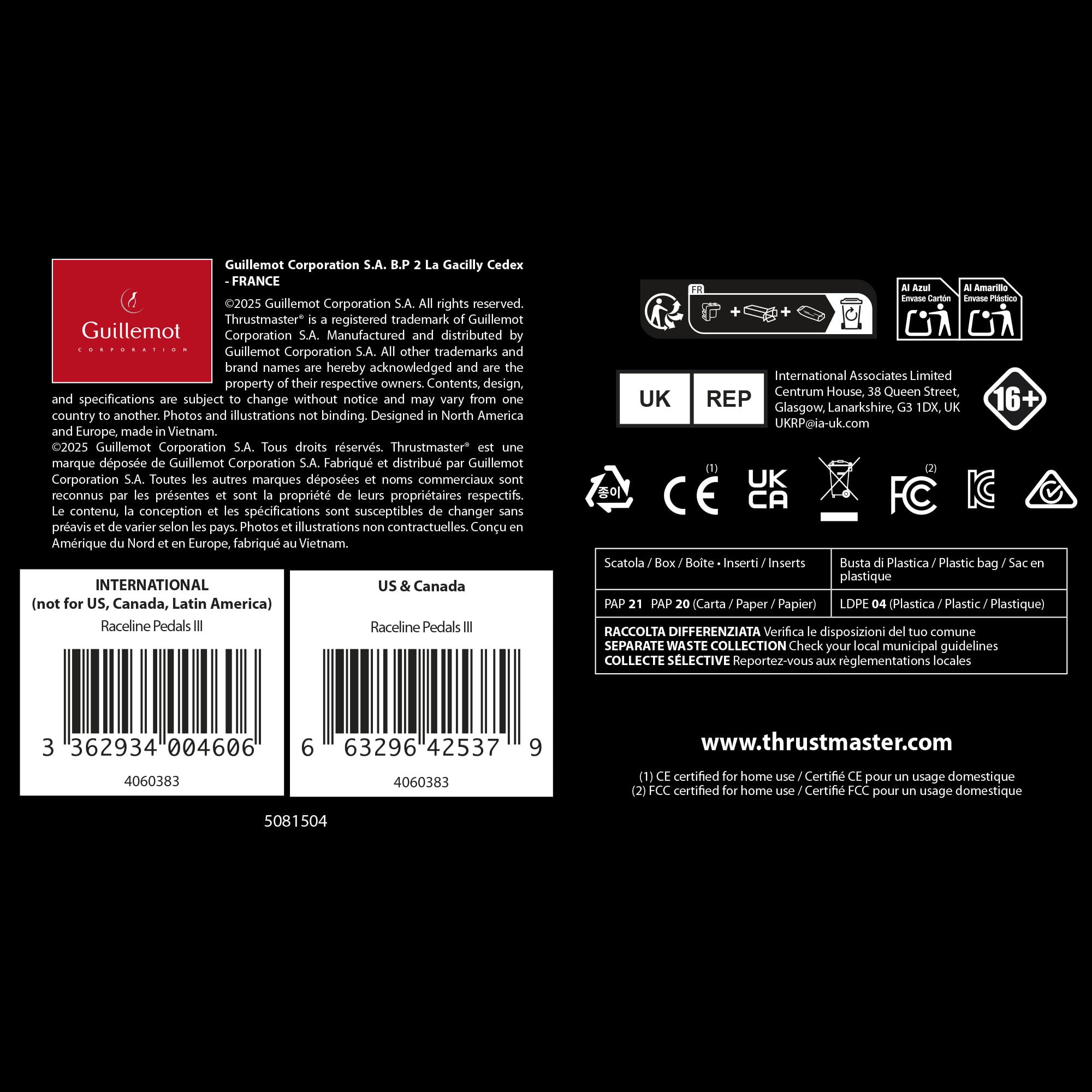 Thrustmaster Raceline Pedals III LC Load Cell-Pedal - PS5, XBOX & PC | Hochpräziser 100-kg-Bremssensor für Prof-Simracing, 24-Bit-Auflösung, H.E.A.R.T-Gas- und Kupplungspedale, 100 % Metall