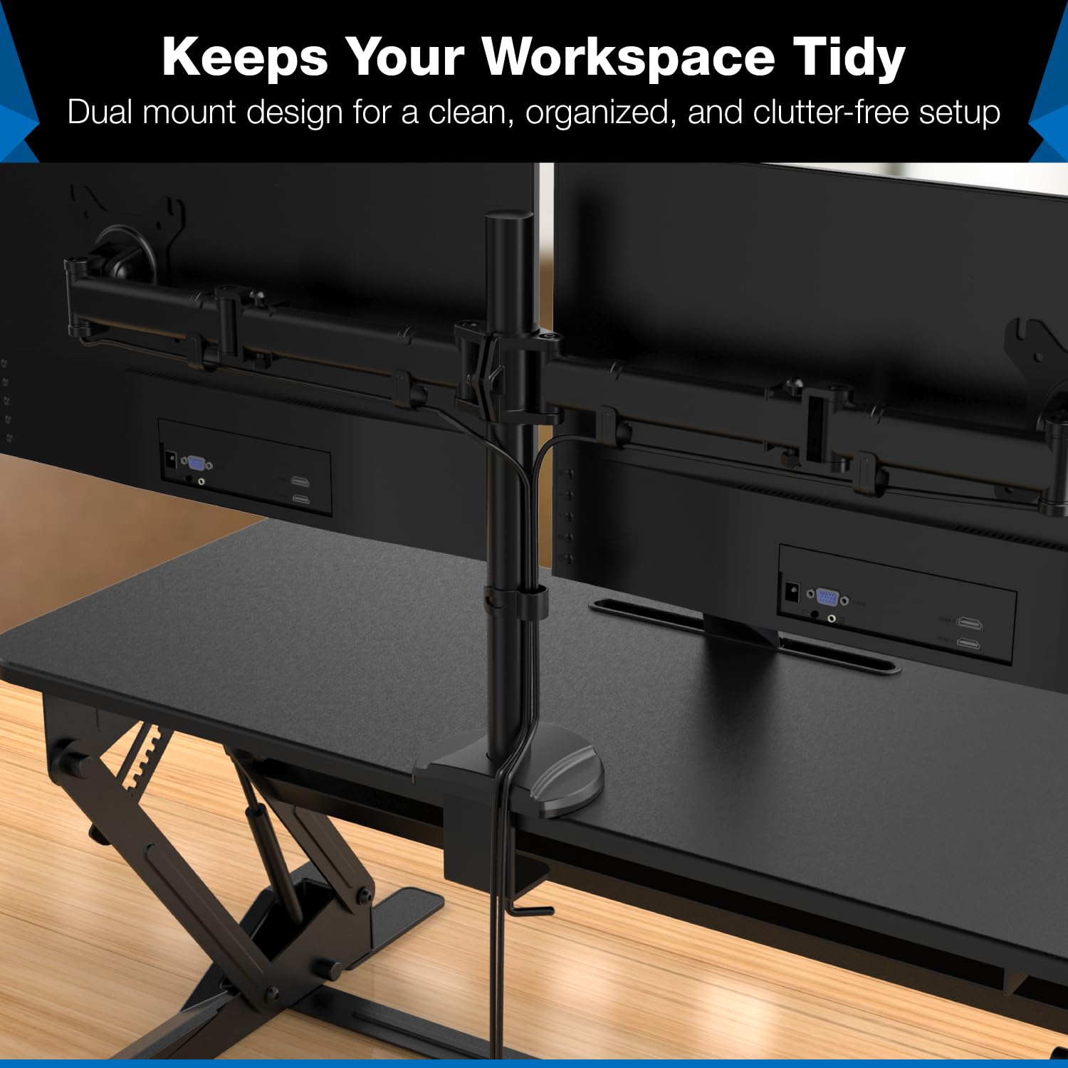 Perfect Posture Sit2Stand Plus Stehpult-Konverter – 45,7 Cm Höhenverstellbar, Mit Dual-Monitorhalterung, Schwarz