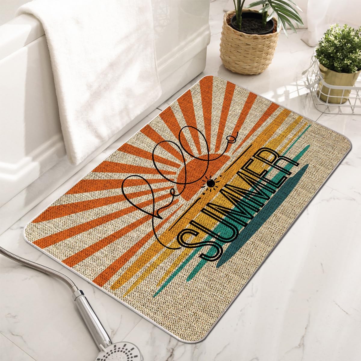 GAGEC Summer Door Mat Simple Sun Art Decorative Doormat Entrance Rugs Farmhouse Home Kitchen Decoration Floor Front Door Mat Outdoor Indoor 17 x 27 Inch
