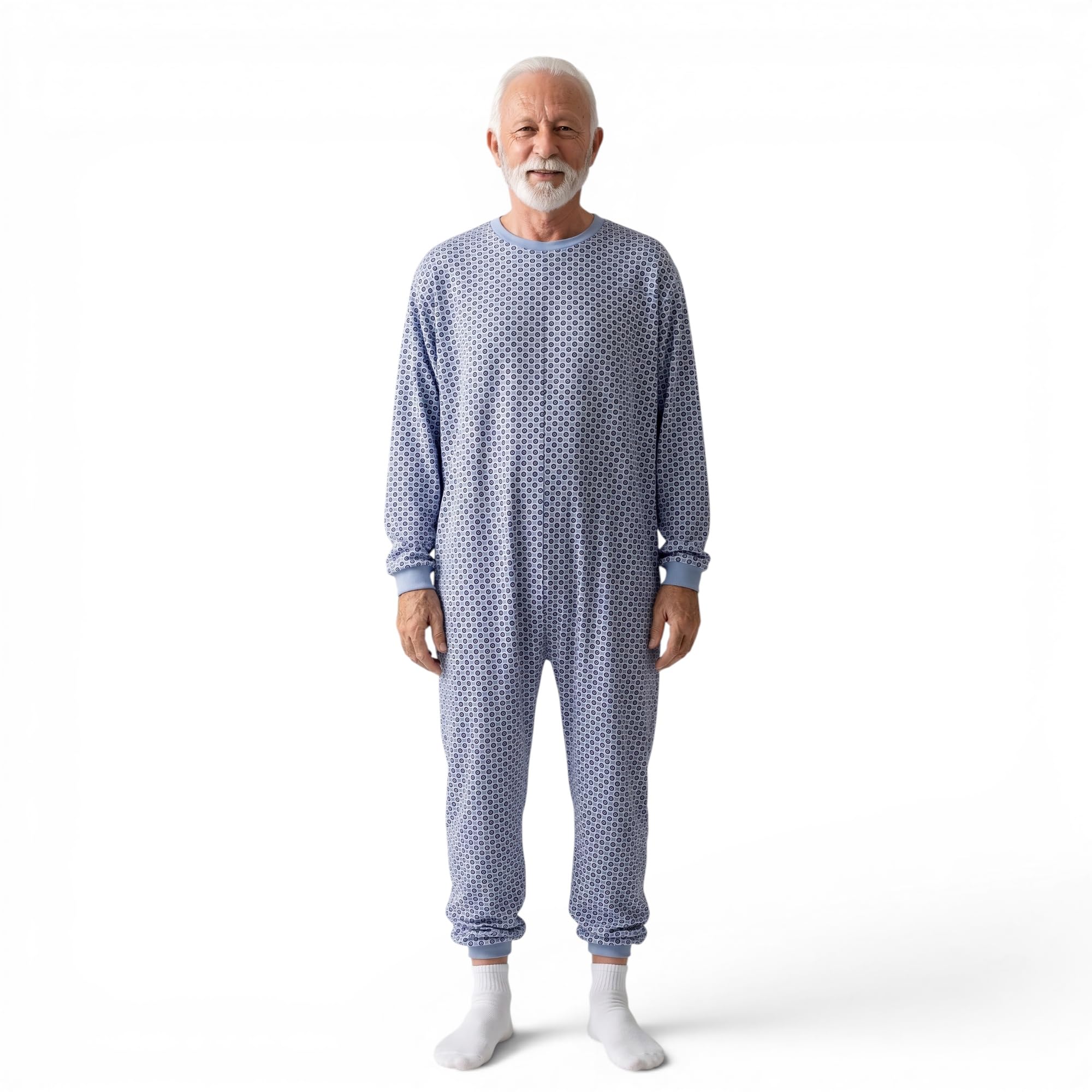 Pyjama intégral médical unisexe – Grenouillère adulte coton 100% – Pyjama dos zip seniors – Vêtements gériatriques confortables Made in Italy