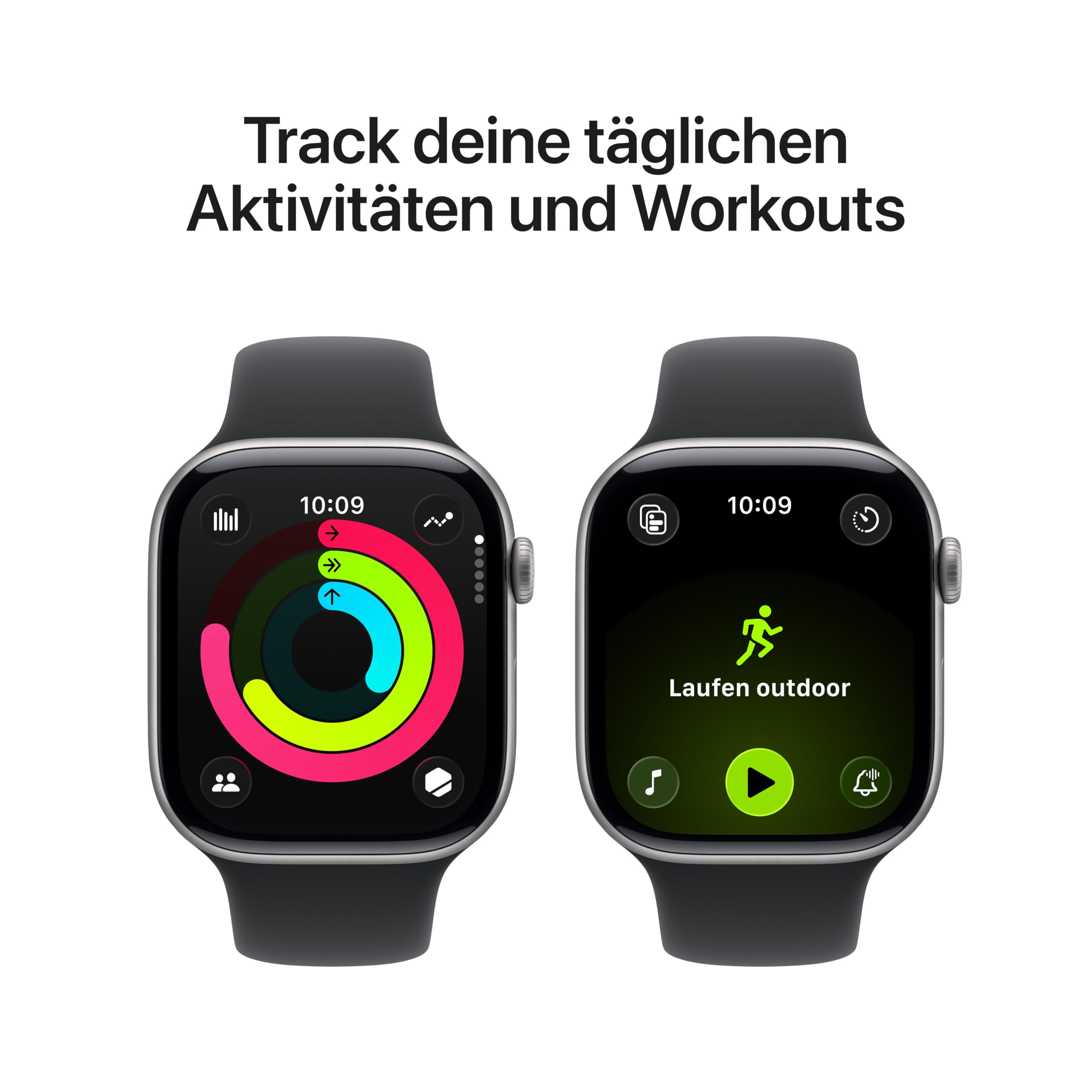 Apple Watch Series 11 GPS 46 mm Smartwatch mit Aluminiumgehäuse in Space Grau und Sportarmband in Schwarz (M/L). Schlafindex, Fitnesstracker, Gesundheitstracking, Always-On Display, Wasserschutz Ansicht 3