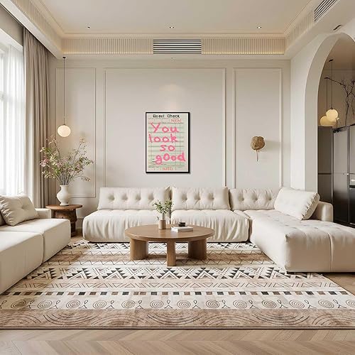 Miniatura 5 de Lienzo retro de moda para pared, diseño de galería inspirador, color rosa y naranja, impresiones lindas con texto en inglés You Look So Good (You