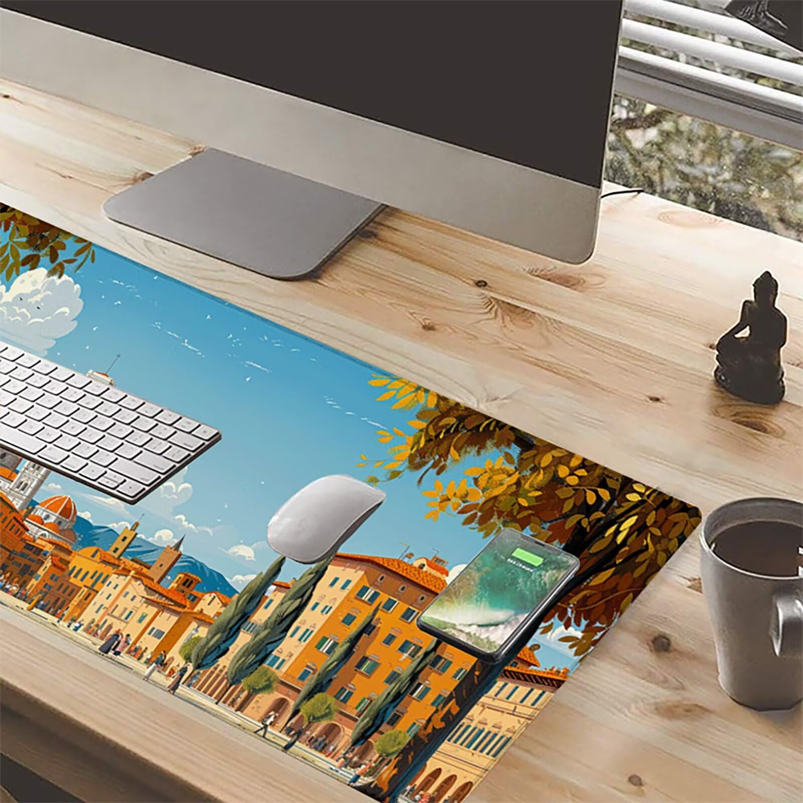 Casas Alfombrilla Ratón Gaming XXL 1500x800mm, Alfombrilla Gaming Amarillo Mousepad con Base de Goma Antideslizante, Impermeable Desk Mat para Teclado y Raton, Accesorios Gaming Regalos de Hombre Z-Z