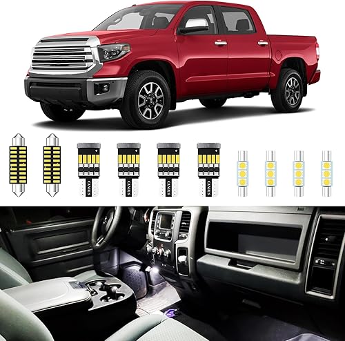 12 luces interiores Ram para Dodge Ram 1500 2500 3500 6000K blanco frío mapa interior espejo cúpula bombillas LED de repuesto + herramienta de