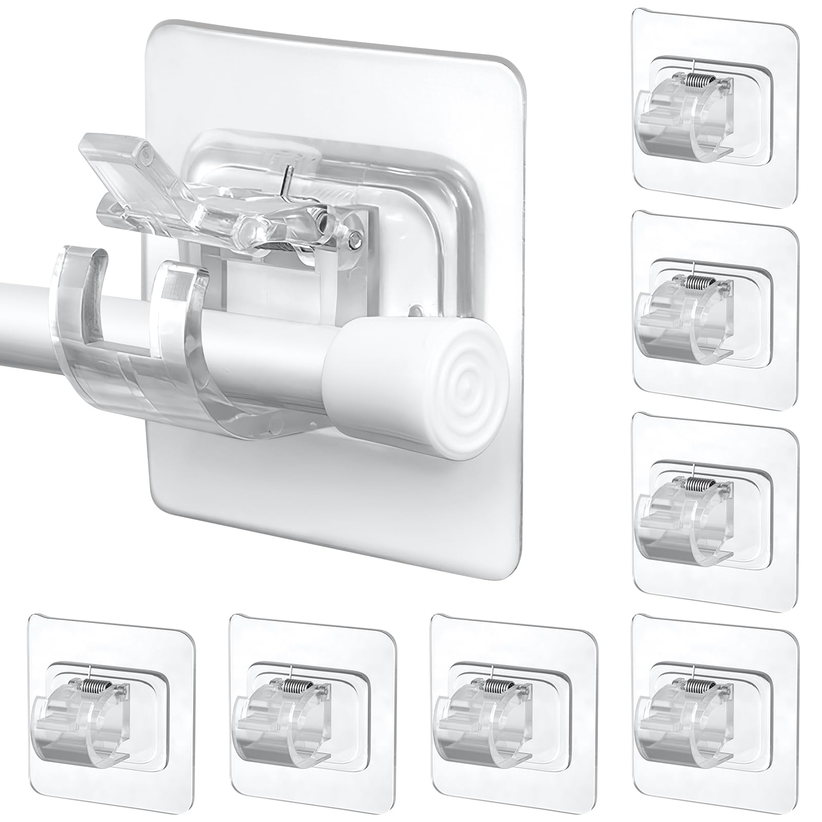 Supports Tringles à Rideaux Sans Perçage - Adhésif Puissant, Support Jusqu'à 13 Lbs, Pour Surfaces Lisses