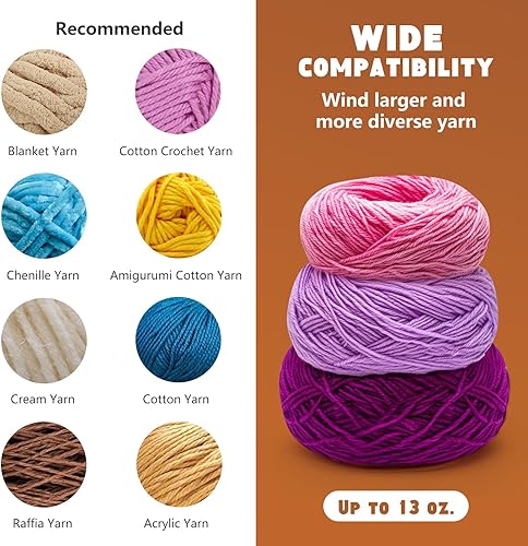 Miniatura 6 de Enrollador de hilo Enrollador eléctrico de bolas de hilo, 13 onzas de doble tensión fuerte para tejer, rueda de ganchillo automática para tejer,