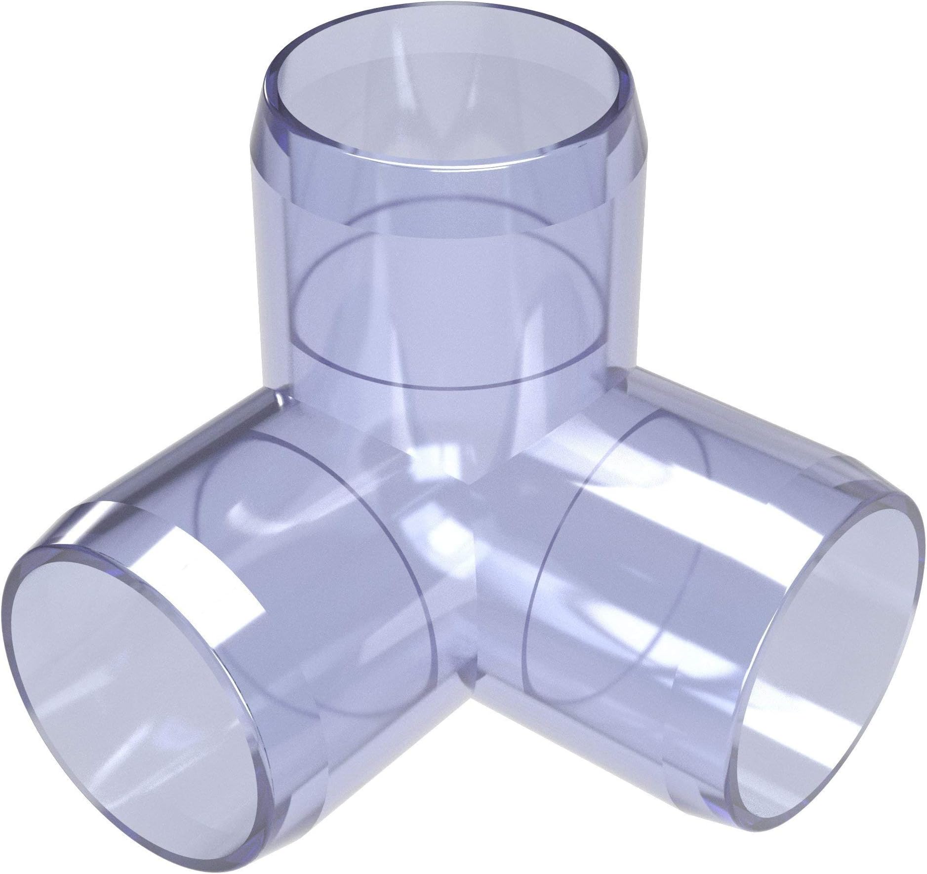 FORMUFIT 1/2” 3-Way Elbow Furniture Grade Clear PVC Fitting, Made in USA, UV-Resistant, Impact-Proof, 0.840” Actual Socket Diameter