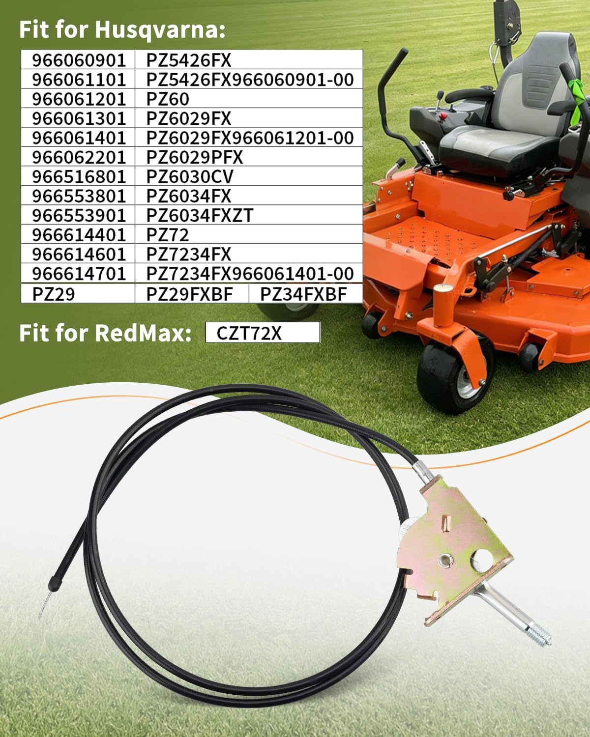 Throttle Cable 60" 574207002 Fit for Husqvarna PZ29 PZ29FXBF PZ34FXBF PZ5426FX PZ60 PZ6029FX PZ6029PFX PZ6030CV PZ6034FX PZ6034FXZT PZ72 PZ7234FX RedMax Mower CZT72X Lawn Tractor