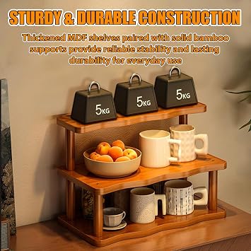 Coffee Mug Holder Countertop, Coffee Station Organizer, Counter Shelf for Tea Coffee Bar Accessories, Matcha Stand, Cup Display, Kitchen Condiment Storage Rack,3Tier,11.81IN