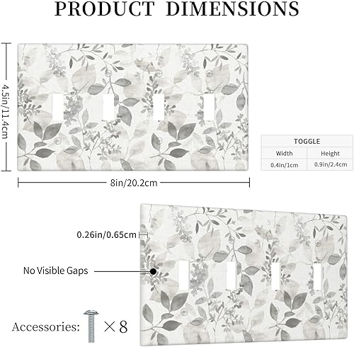 Miniatura 299 de Placa de pared dúplex de receptáculo de dispositivo de 1 gang de madera envejecida blanca gris con veta de tablón, cubierta de enchufe eléctrico de