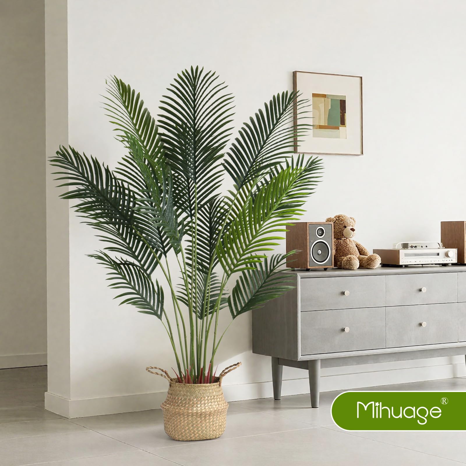 MIHUAGE Palma Areca artificiale, 160 cm, albero realistico per decorazione domestica, Ramadan e decorazione moderna per la casa, per interni ed esterni e ufficio, regalo perfetto per l'inaugurazione