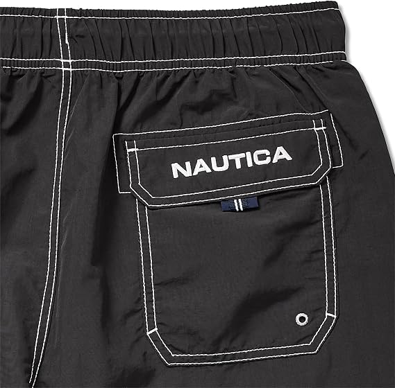 Nautica Men's Solid Quick Dry Classic Logo Swim-Trunk