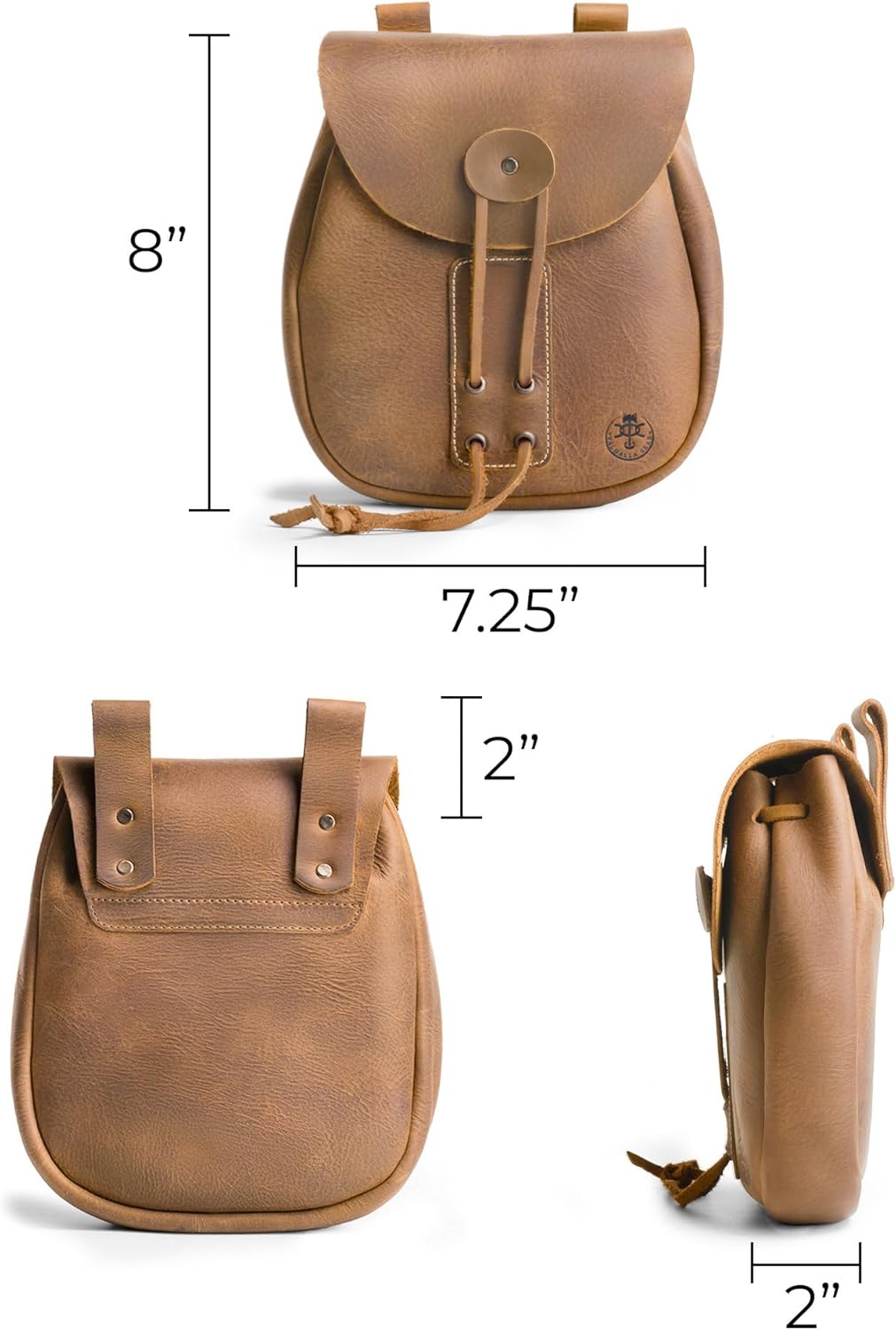 Bushcraft Bag, Portable Safe Pouch for Securely Storing Money, Coins, Bills, Valuables, Full Grain Leather, Handmade (Single Malt Mahogany)