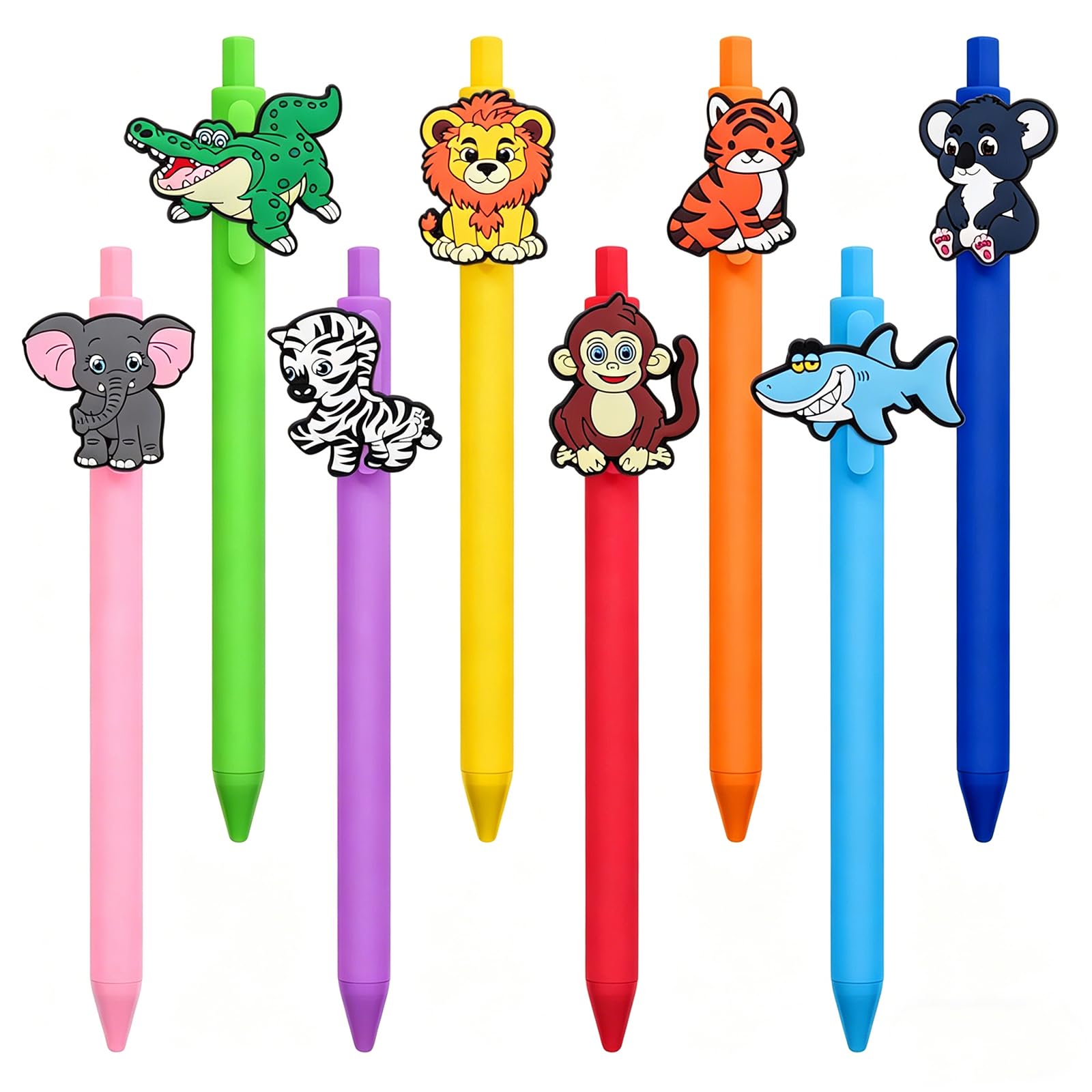 8 Pcs Gel Pens, Cute Animal Retractable Pens with Black Ink, Kawaii Cartoon Gel Pens for Women Girls, Office School Stationery Supplies Gift