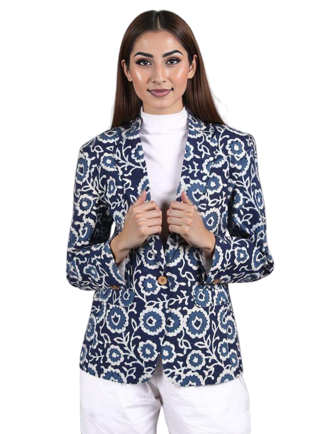 talethread Women's Indigo Cotton Blazer-picture-32