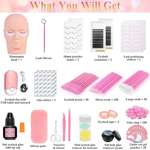 Miniatura 2 de EyeLash Extension Kit for Beginners, Professional Lash EyeLash Extension Practice Kit with Everything, Mannequin Head, Eye Lashes Glue, Lash Kit for