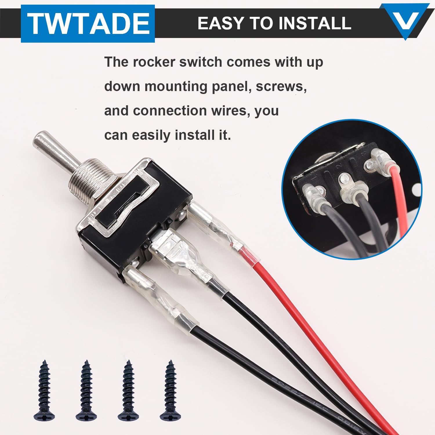 TWTADE Interruttore a levetta momentaneo a bilanciere per barche a 3 pin 3 posizioni (ON)/Off/(ON) Interruttore su e giù con pannello, tappo impermeabile e filo per barca Marine RV 12 V 15 A