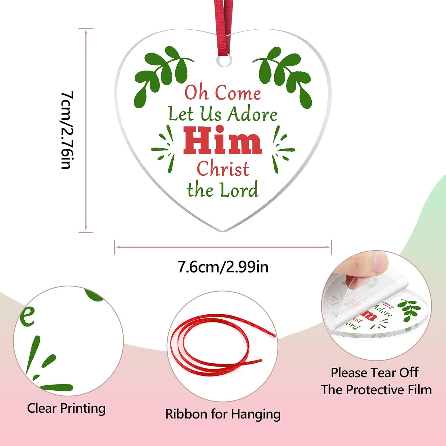 Christian Gifts for Women Men Christmas Ornament Religious Gifts for Christians Bible Verse Gift Baptism Faith Present Inspirational Present for Women Easter Prayer Gift Acrylic Hanging Ornament - Image 3