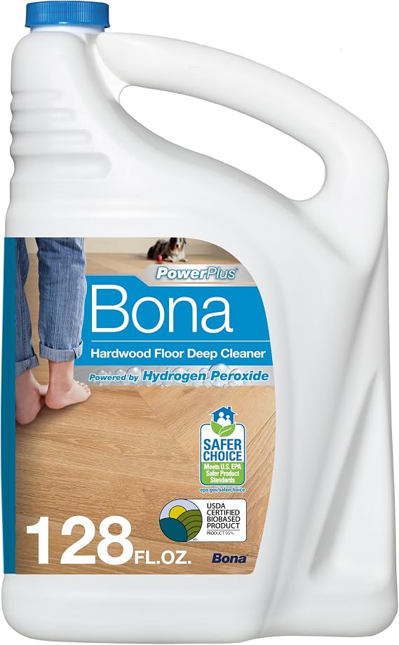 Bona PowerPlus Hardwood Floor Deep Cleaner Refill - 128 fl oz - Refill for Bona Spray Mops and Spray Bottles - Residue-Free Floor Cleaning Solution for Wood Floors | Refill for Bona Spray Mops and Spray Bottles - Residue-Free Floor Cleaning Solution for Wood Floors