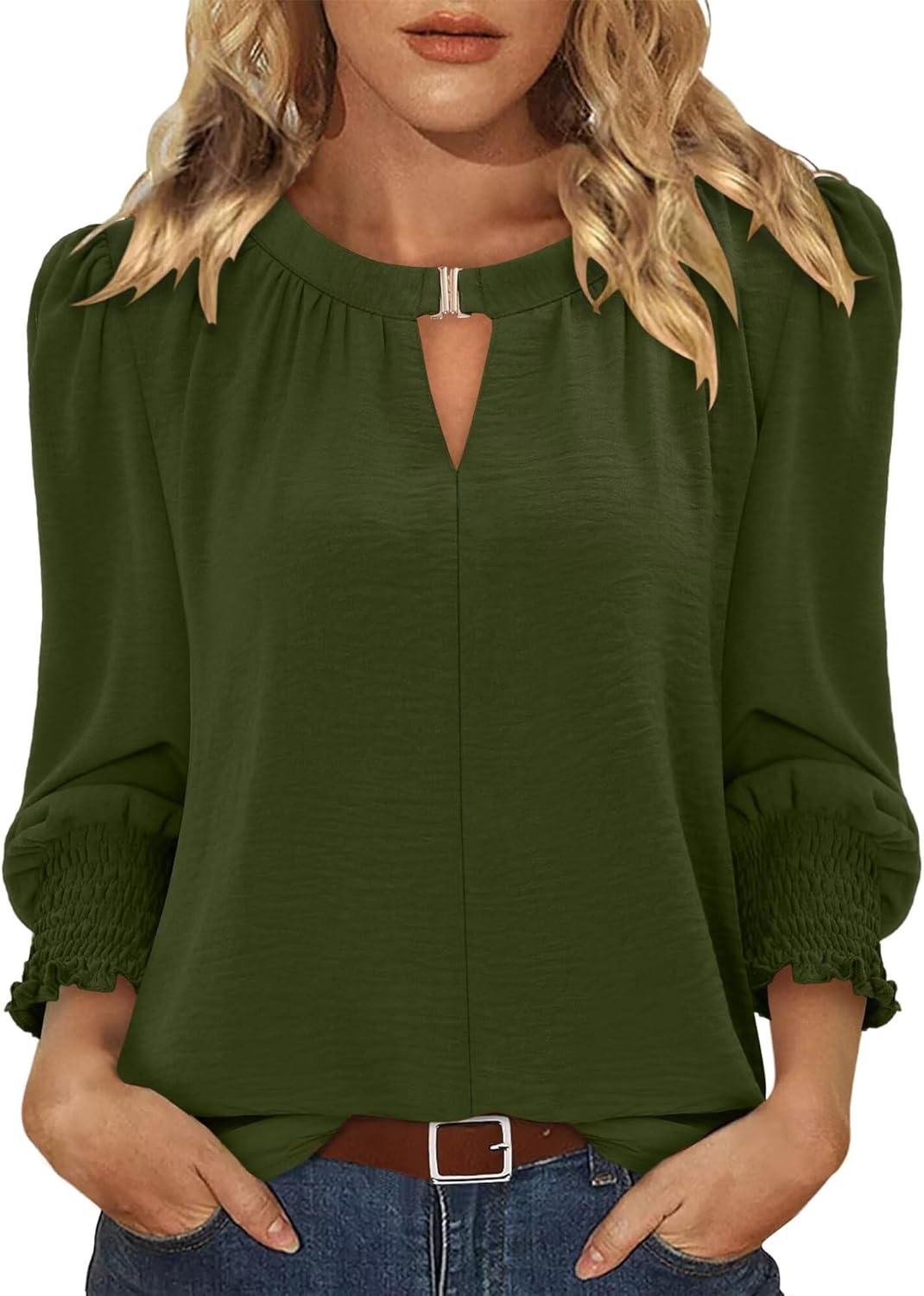 KISSMODA Womens Fashion Blouse Long Sleeve Casual Tunic Solid Basic Top Soft Breathable Tunic Tops 2026 Fall Trendy S-XXL