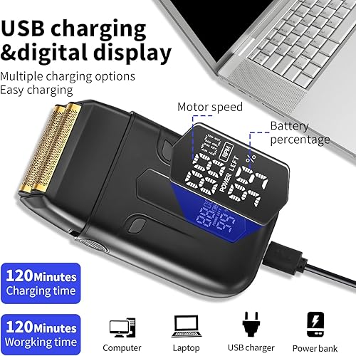 Miniatura 4 de HIENA PRO Afeitadora eléctrica profesional para hombres, recortadora de barba inalámbrica y recortadora de precisión de cabeza calva, afeitado de