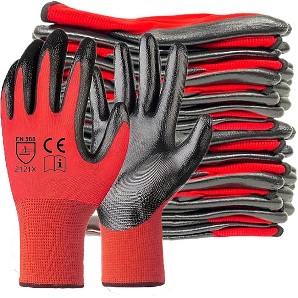 GAVOROHANS 6 works Work Gloves Gardening Gloves for Men&Women, Breathable Rubber Coated Secure Fit & Anti-Slip Grip