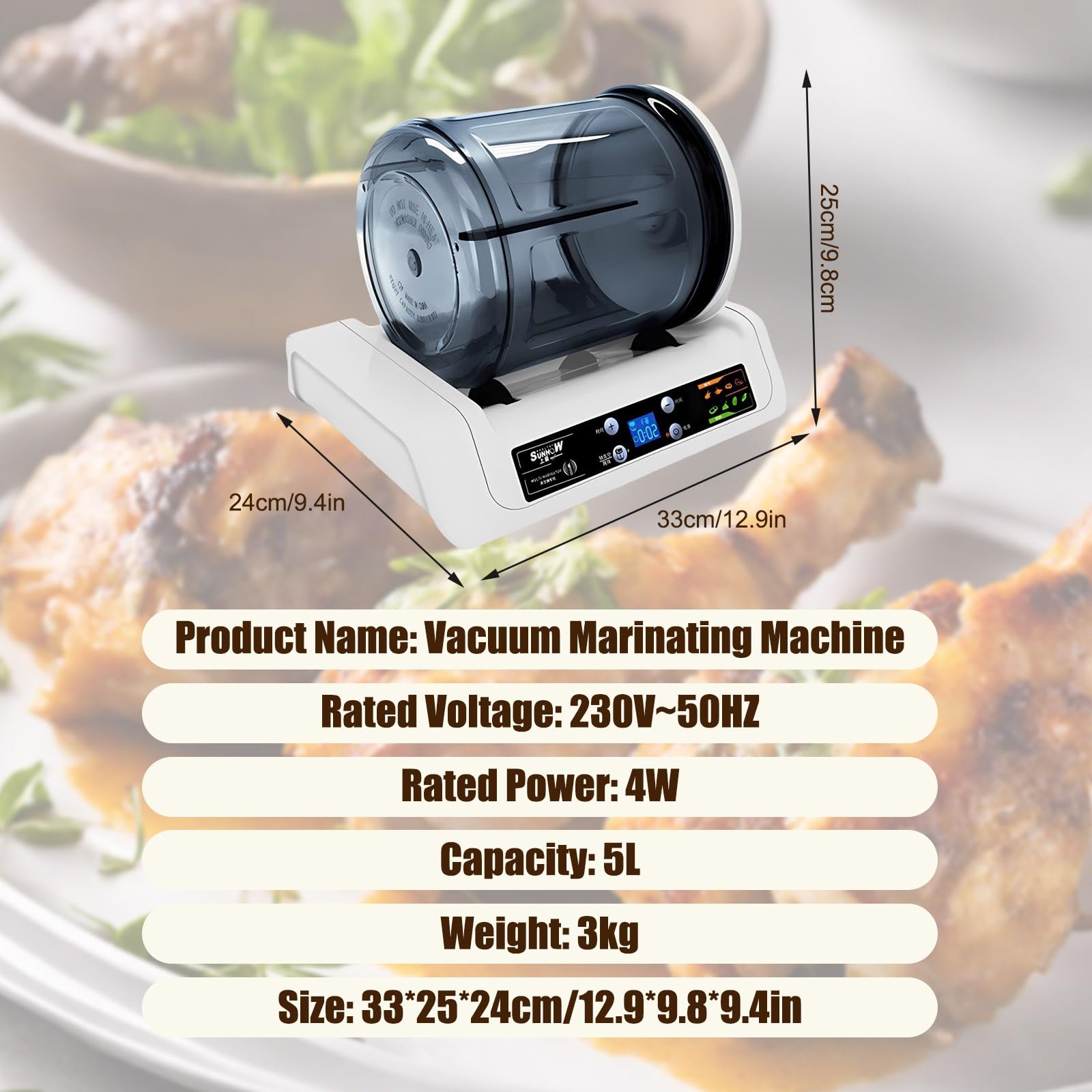 Próżniowy Bęben Do Marynowania Z Elektrycznym Marinatore Próżniowym, Tumbler Do Zmiękczania Mięsa, Ciśnienie Ujemne I Szybki Marinator Dla Domu I Restauracji
