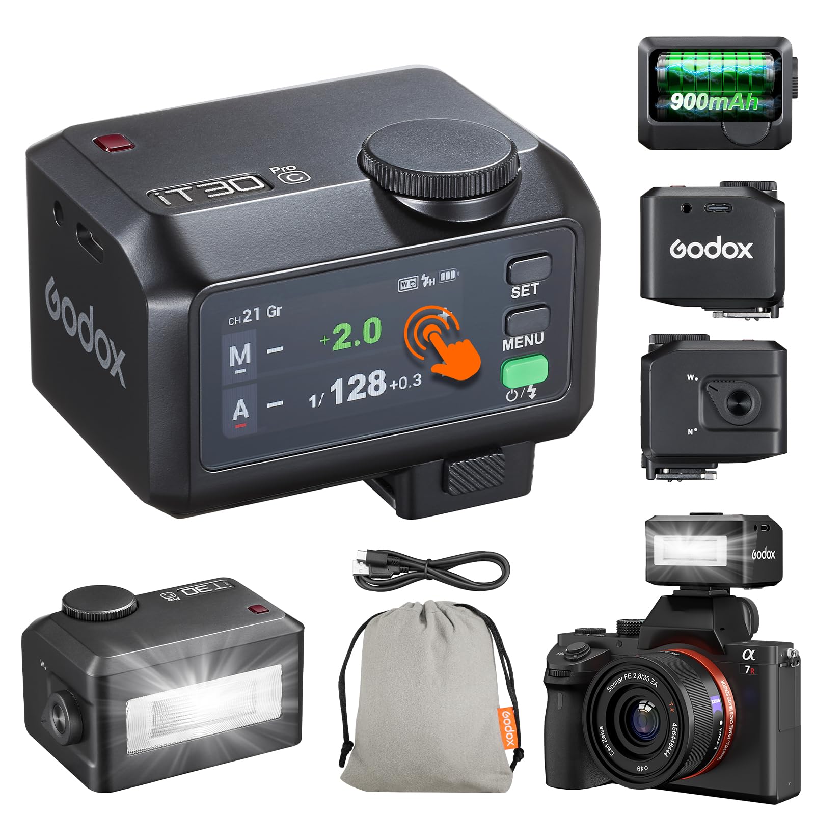 Godox iT30 Pro C Mini TTL Flash Compatible for Canon Cameras Godox iT30Pro C- Wireless Master & Receiver 2.4G Wireless Touchscreen, GN15, 1/8000s HSS Speedlite, Built-in Diffuser and Lithium Battery-picture-22