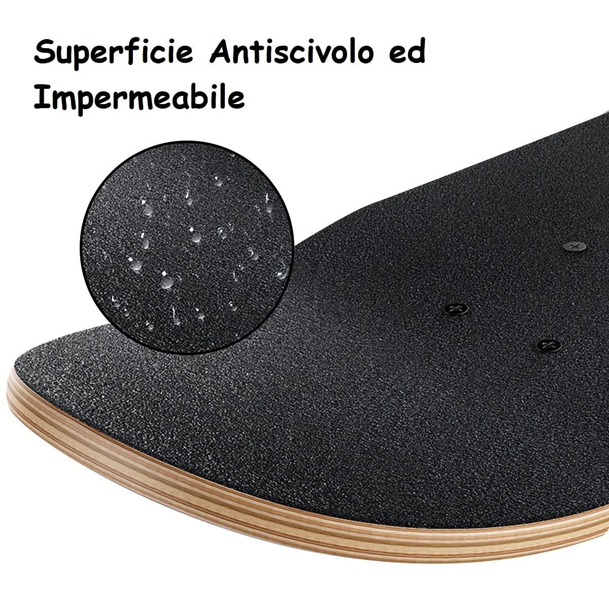 GYMAX Skateboard Legno Principianti, Tavola in 7 Strati Acero, Staffa Lega Alluminio, PU Ruote, Double Kick Standard 79x20 cm, Superficie Antiscivolo, Longboard per Bambini/Adolescenti/Adulti, Nero