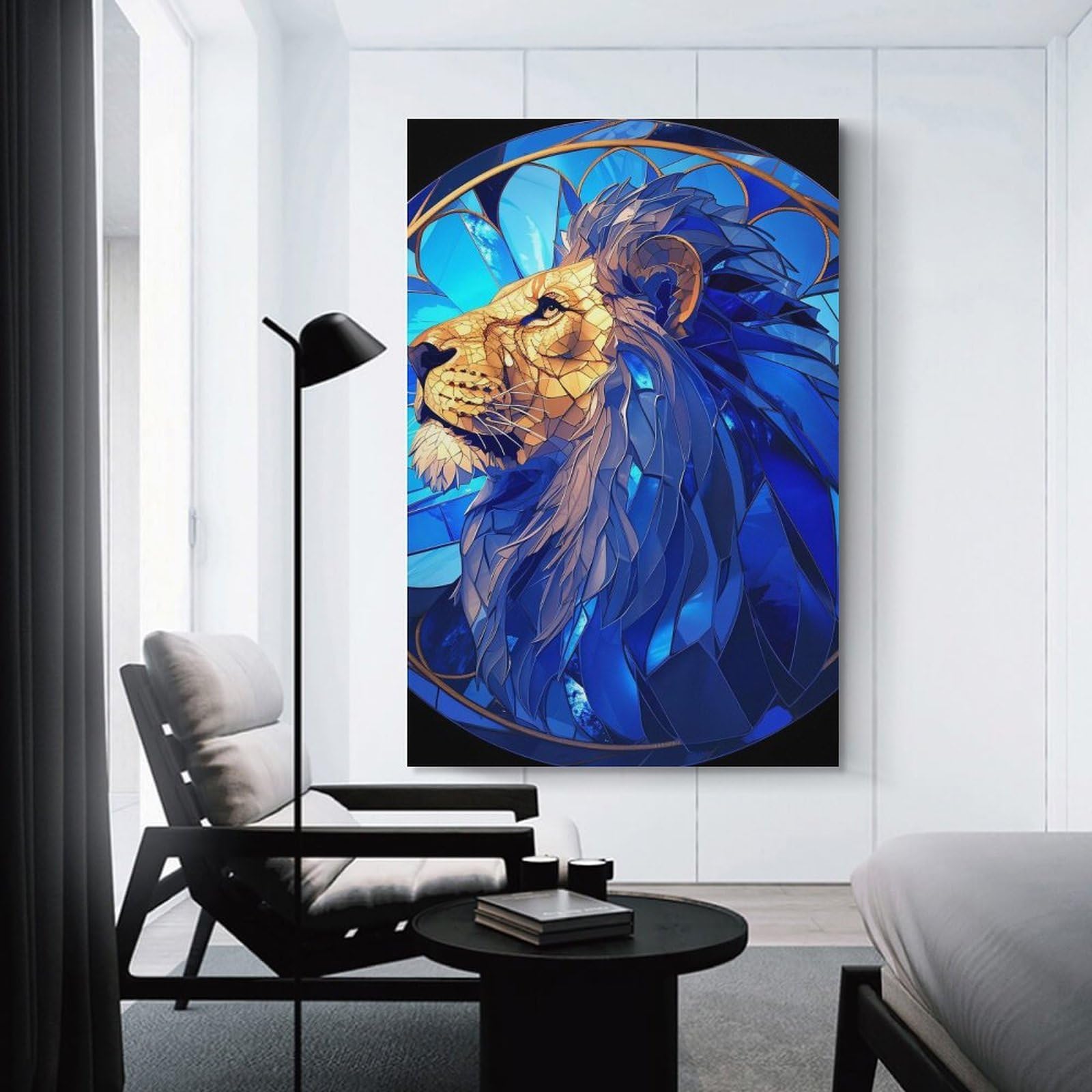 Stained Glass Lion Portrait Poster, Picture, Metal Print, Paint by Maria Mariou Home Decor Wall Art, 20x30inch(50x75cm), for Apartments, Flats Or New Home Decor, An Easy Choice for New Home Styling
