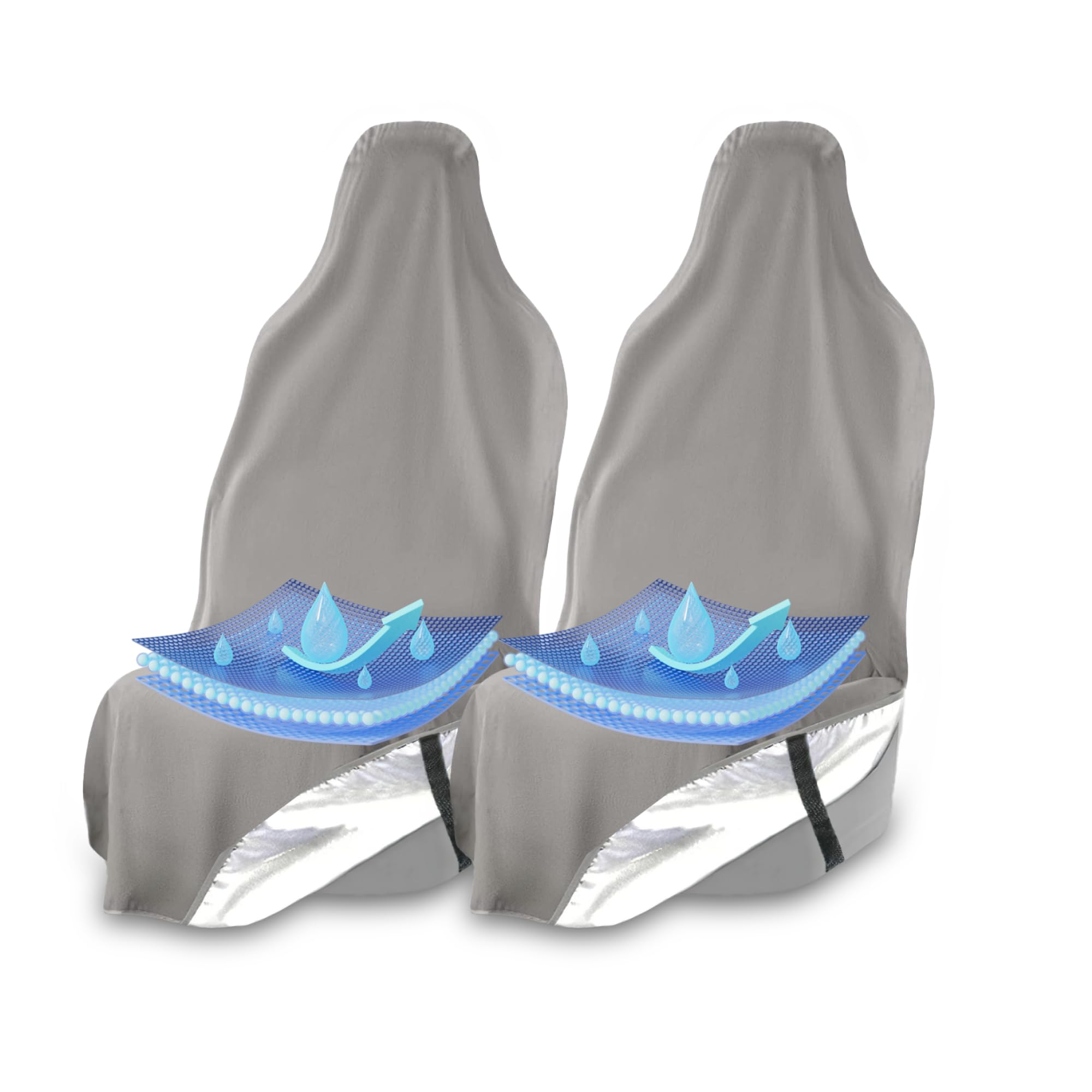 EliteSport Front Seat Cover - Waterproof Car Seat Cover, Waterproof Seat Covers for Cars, Driver Seat Cover, Car Seat Towel Cover, Waterproof Car Seat Protector, Gray - 2Pack