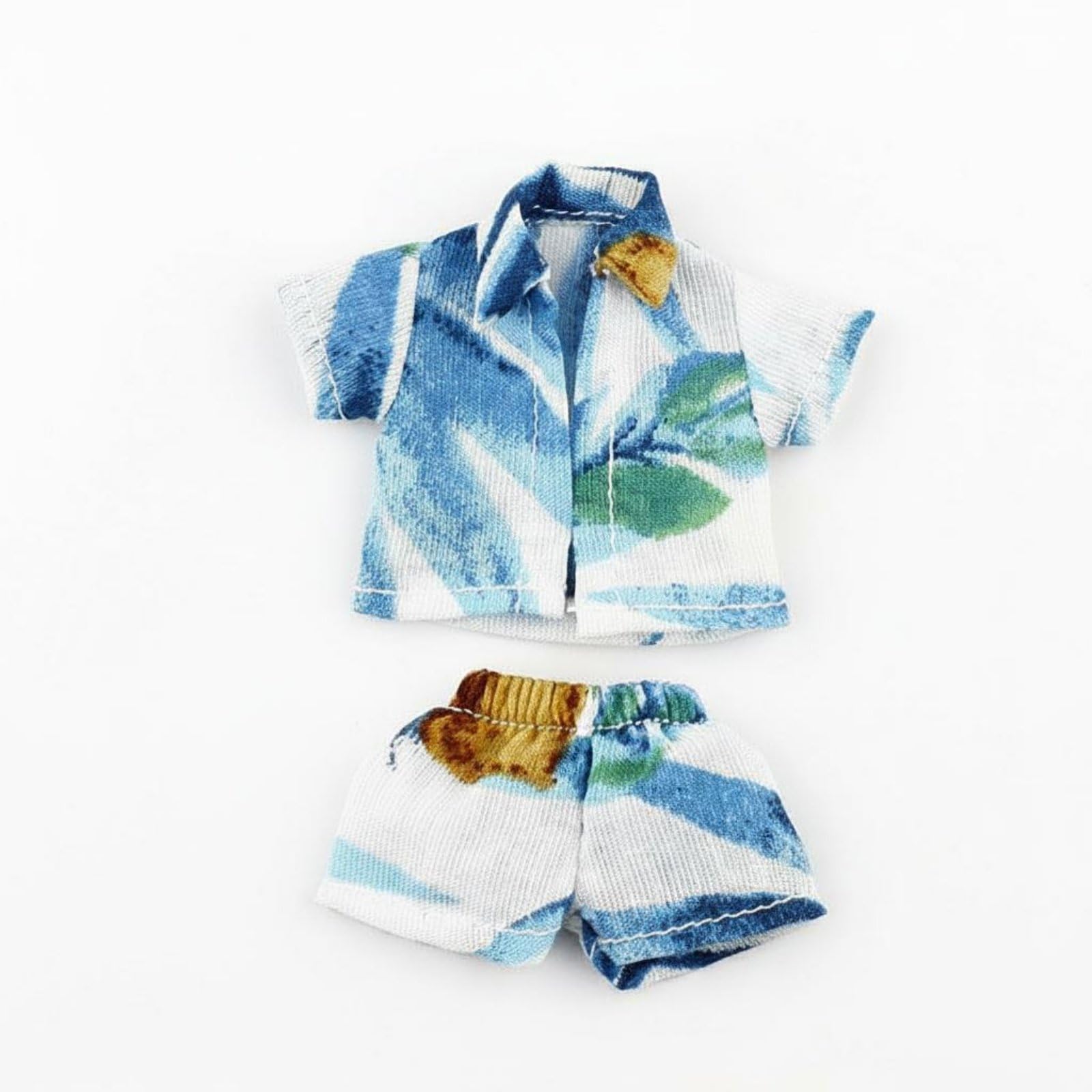 perfeclan Doll Printed Shirt Miniature Doll Clothes OB11 Outfit Soft Material Vivid Hawaiian Floral Design Stitching Suitable for Collection Gift Giving Home Display , Coconut Tree SET