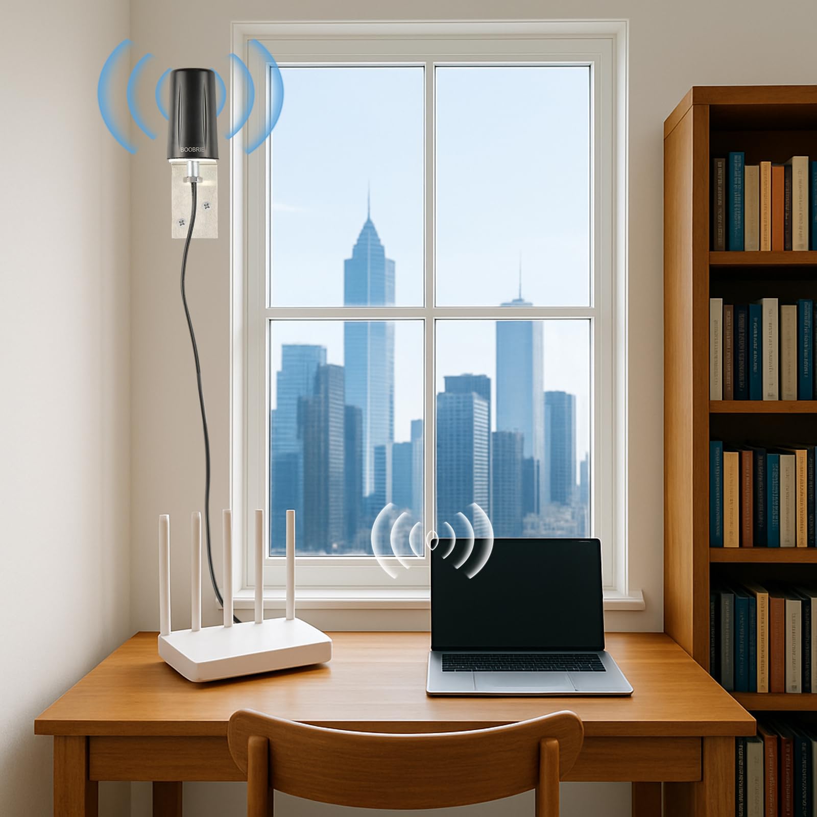 Antenna da Cabinet BOOBRIE 4G+2.4G Dual Band Alto Guadagno (700-3800MHz) Impermeabile con 2 Cavi RG174 2M e Connettore SMA - per IoT/Colonnine di Ricarica Smart/Reti Esterne