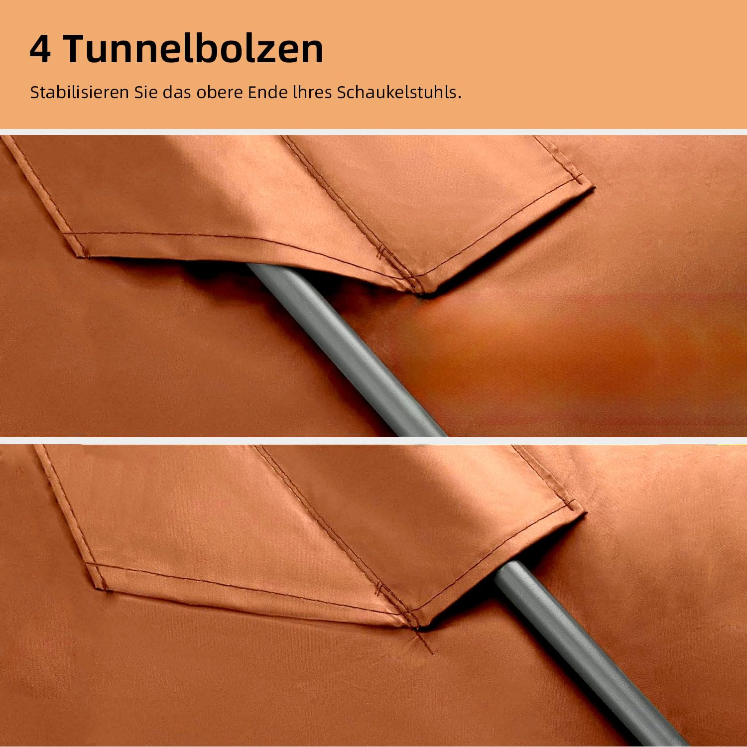 Hollywoodschaukel Dachbezug, Ersatzdach Hollywoodschaukel für 210 x 145cm Gestell, Wasserdicht, Winddicht, Polyestertuch, Anti-UV (Orange, Flachmaß 250 x 190cm)