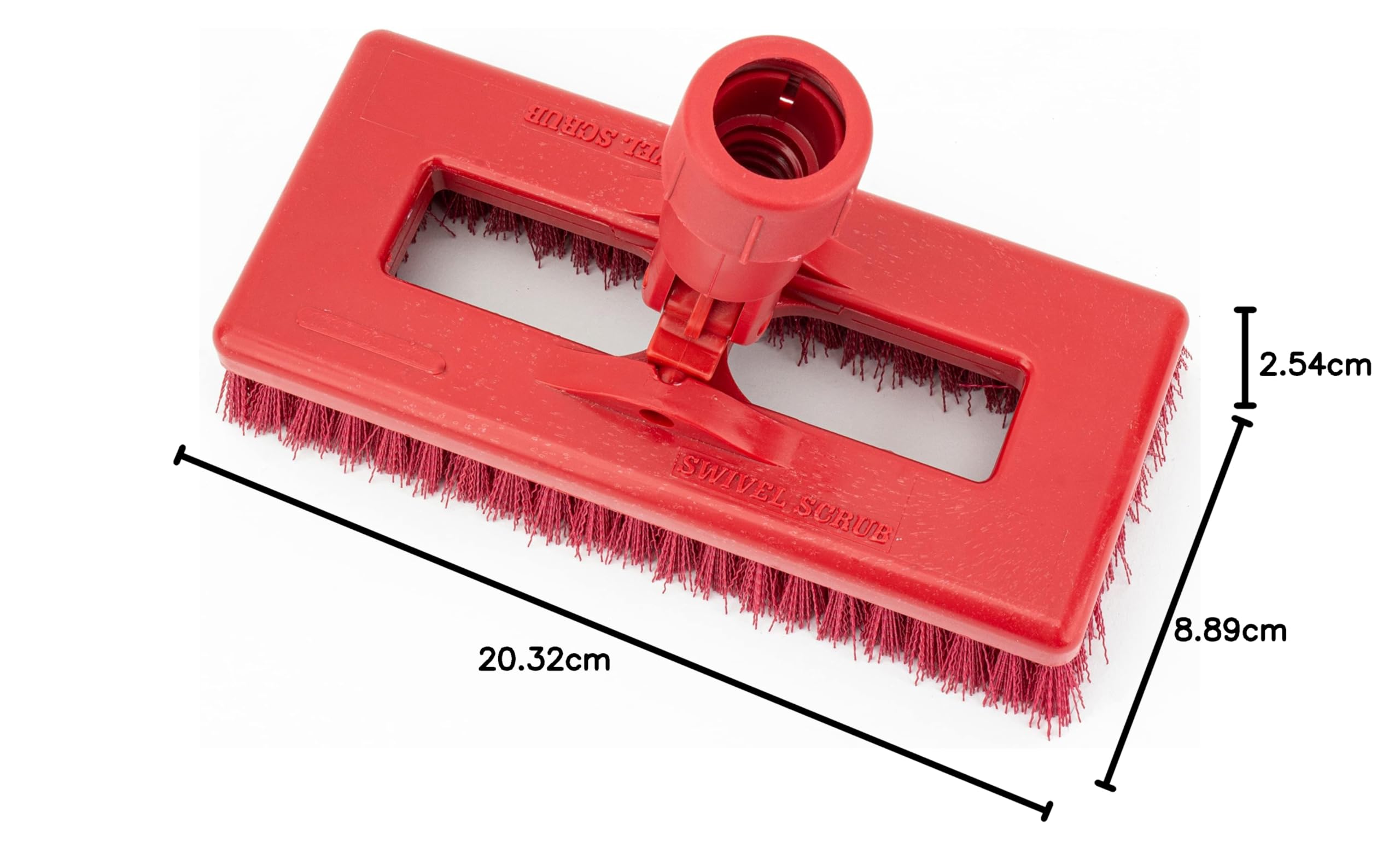 Sparta 3638831EC05 - Cepillo de fregado Rectangular de poliéster, Cepillo de Suelo, Cepillo de Limpieza con Cabezal Giratorio para Limpieza, 20,3 cm, Rojo